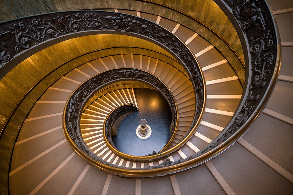 Europe-Italy-Rome-Bramante Stairwell at the Vatican Museum